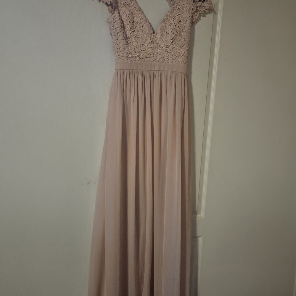 Saved by the Dress Dusty Rose Lace Chiffon Maxi Medium Romantic Formal Prom